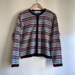 VINTAGE First Issue Angora Blend Christmas Sweater Cardigan Size Small